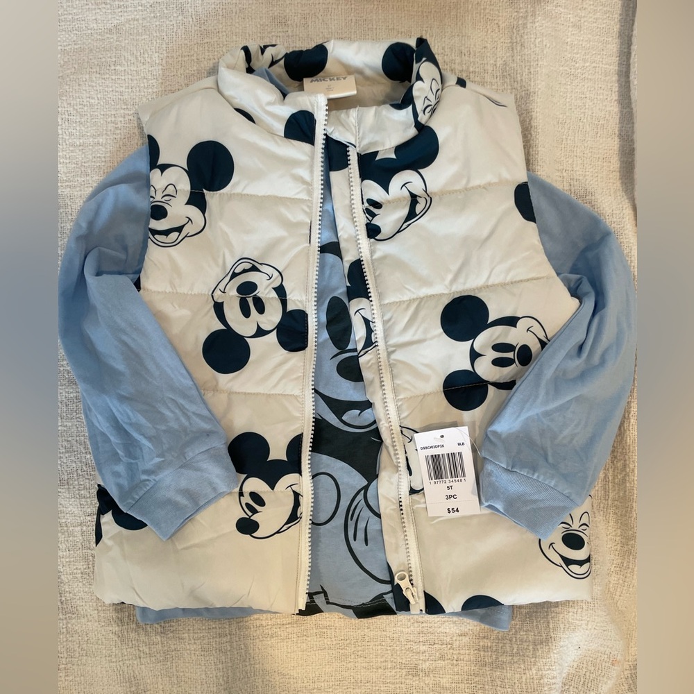 Disney Mickey Mouse Puffer Vest and Shirt Set